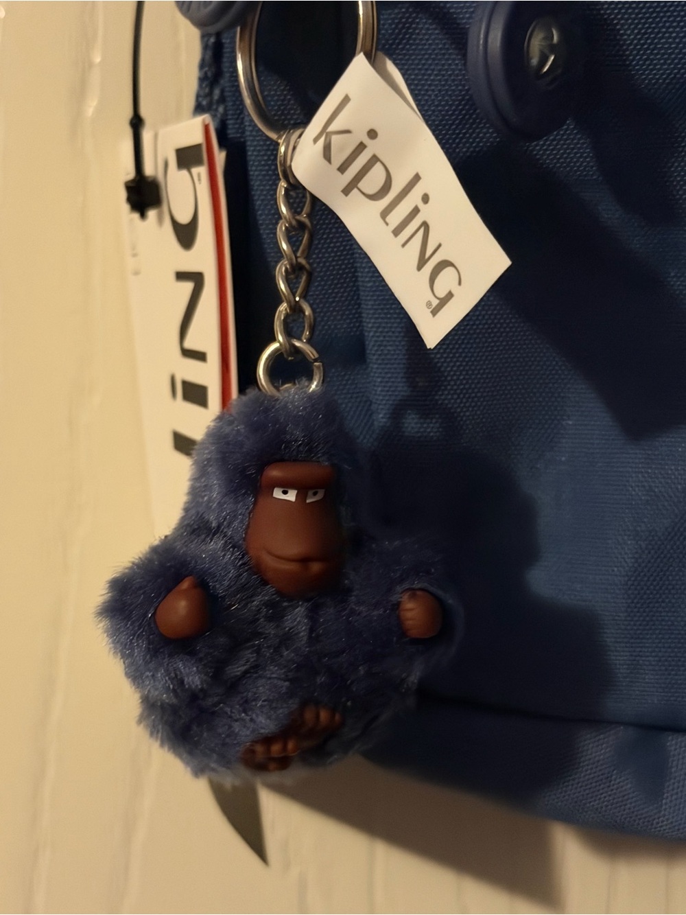 Kipling Keefe True Blue Tonal Compact Crossbody Bag with Monkey Charm - Picture 6 of 9